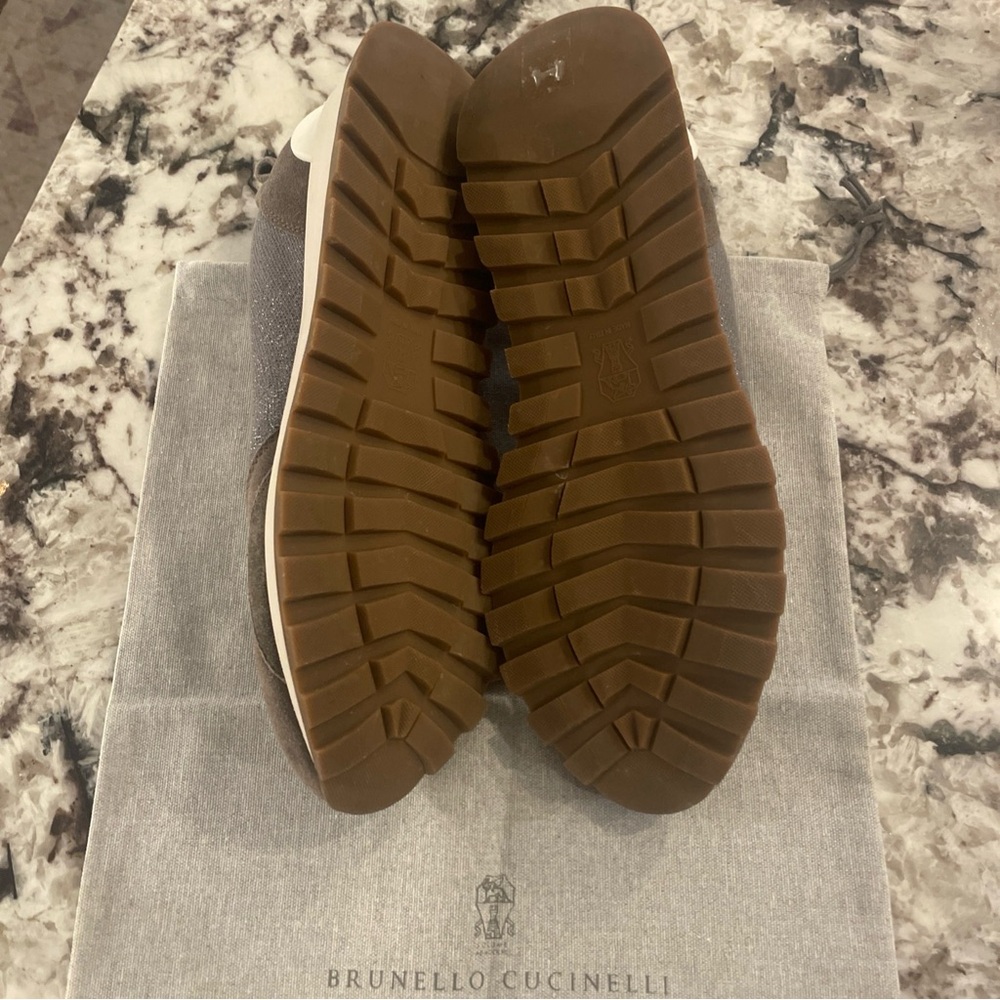 Brunello Cucinelli Gray Women’s Monili Suede Sneakers - Picture 4 of 6